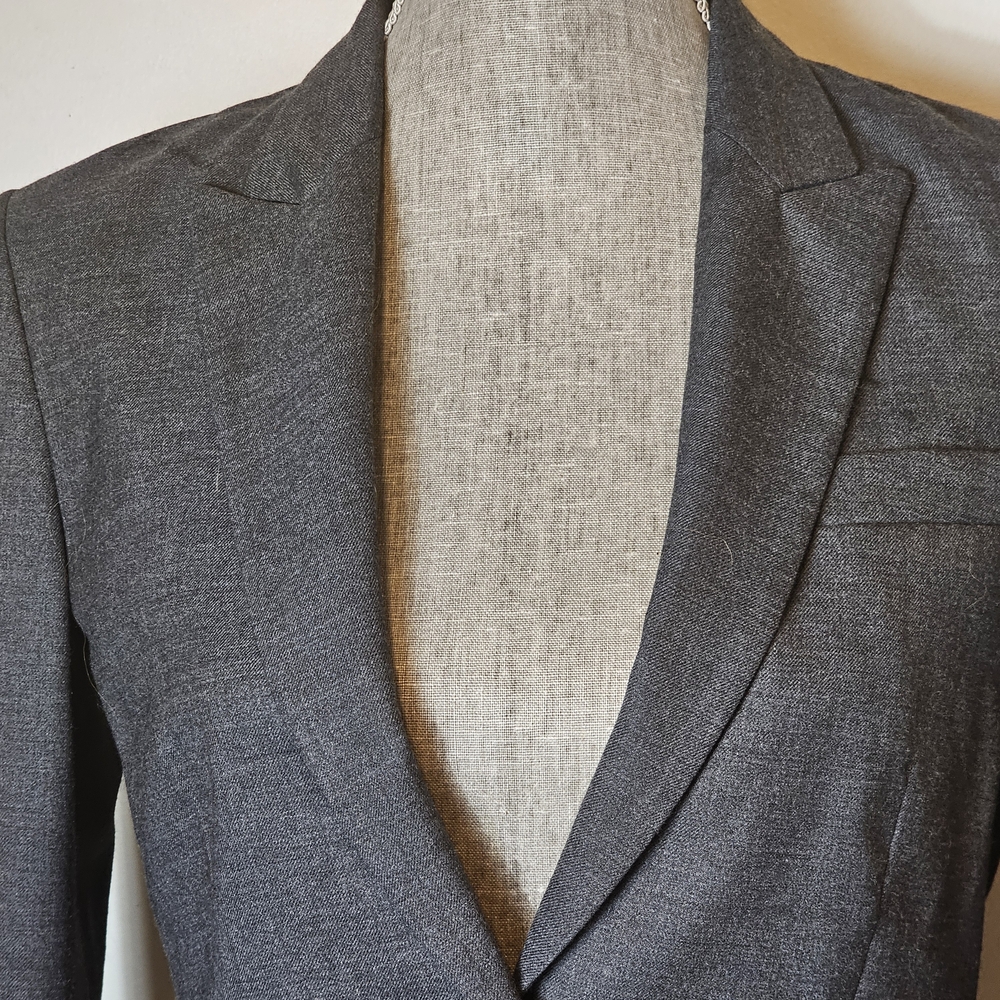 Theory Tailored Single-Button Blazer Women's Size 8 Gray Professional Wool Blend - Picture 2 of 14